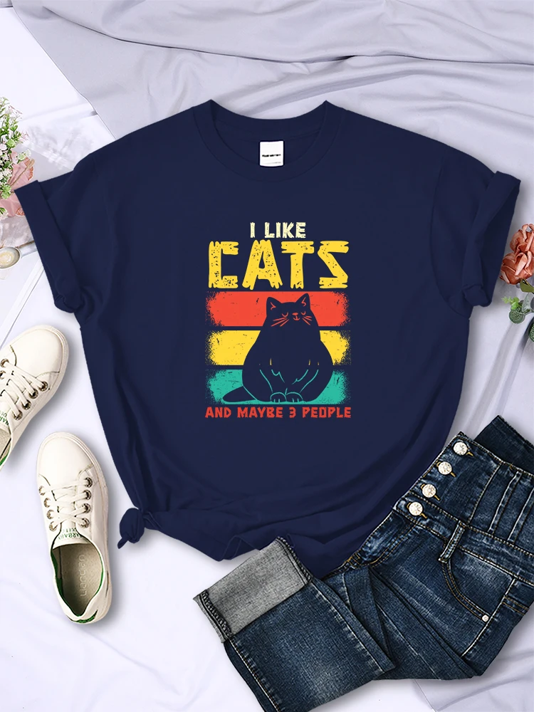 Amuzant Pisica Drăguț Iubitorii de Distracție, îmi Plac Pisicile de sex Feminin T-Shirt Respirabil Casual cu Maneci Scurte Personalitatea Toate-matematica Topuri Femei Tee Îmbrăcăminte . ' - ' . 3
