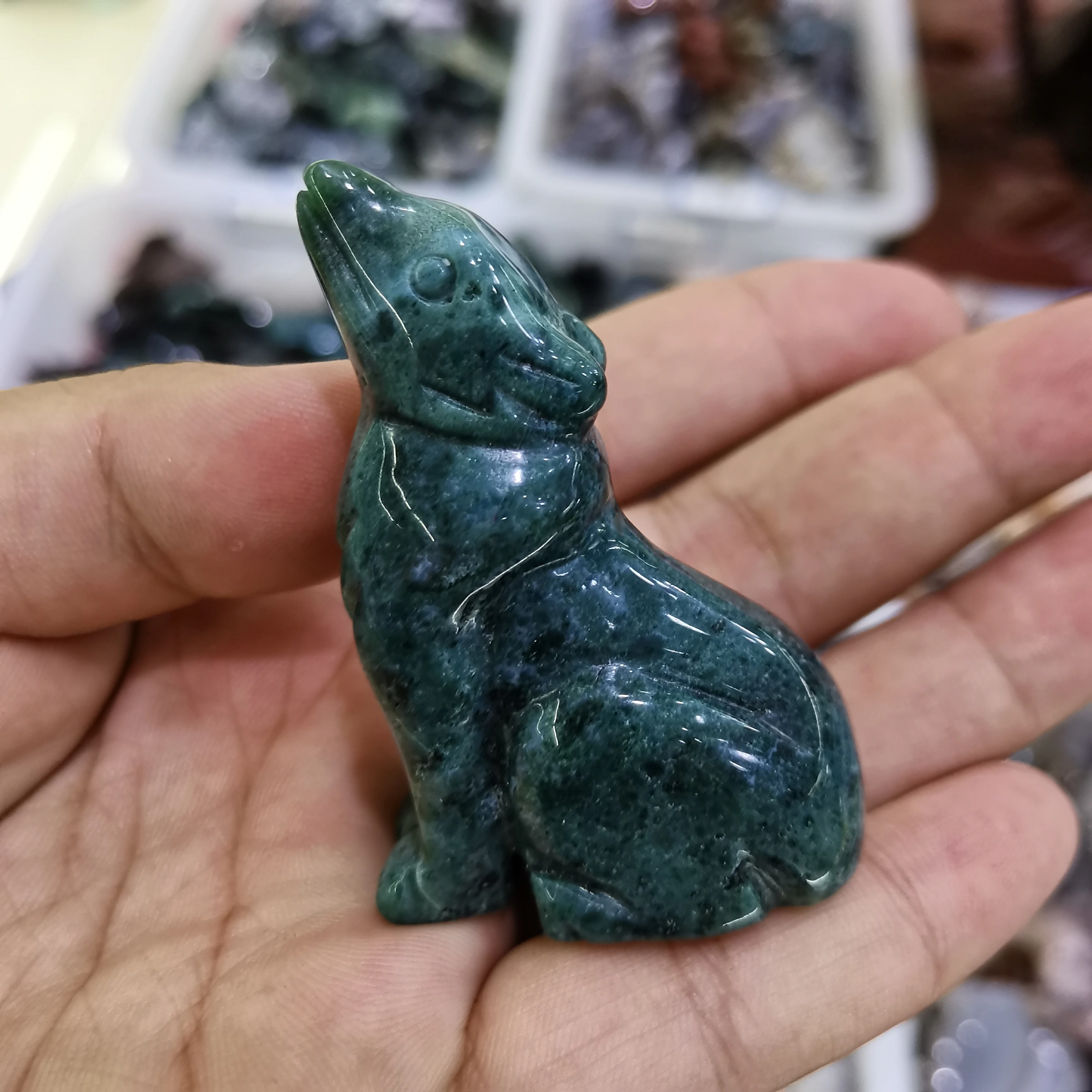Apa iarbă Câine Statuie Minerale Vindecare Piatra Figurina Animal de Sculptură în Cristal Ornament de Energie Carft Acasă Decorare Cadouri . ' - ' . 3