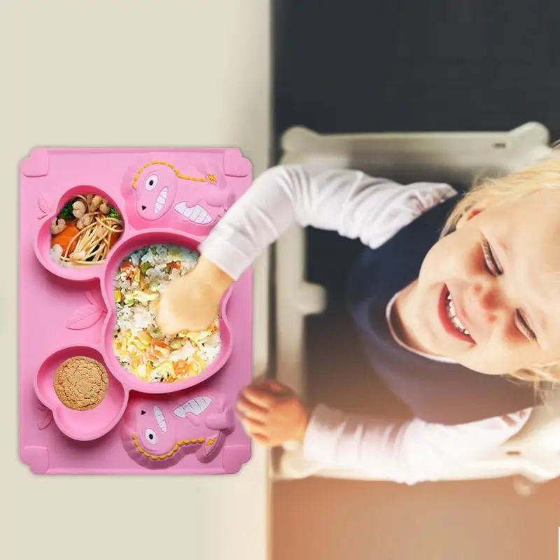 Copilul Plăci Copii Feluri De Mâncare Alimentare Copilul Silicon Copii Feluri De Mâncare Salopete Farfurie Ventuza Castron Împărțit Design De Plăci De Aspirație . ' - ' . 3