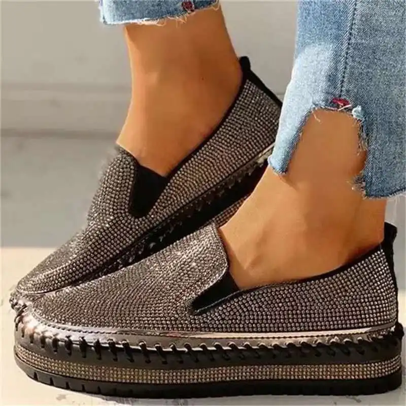 Cristal Adidasi Pantofi pentru Femei 2023 Apartamente Rhinestone Bling Cusut Platforma Mocasini Casual, Confortabil de sex Feminin . ' - ' . 3