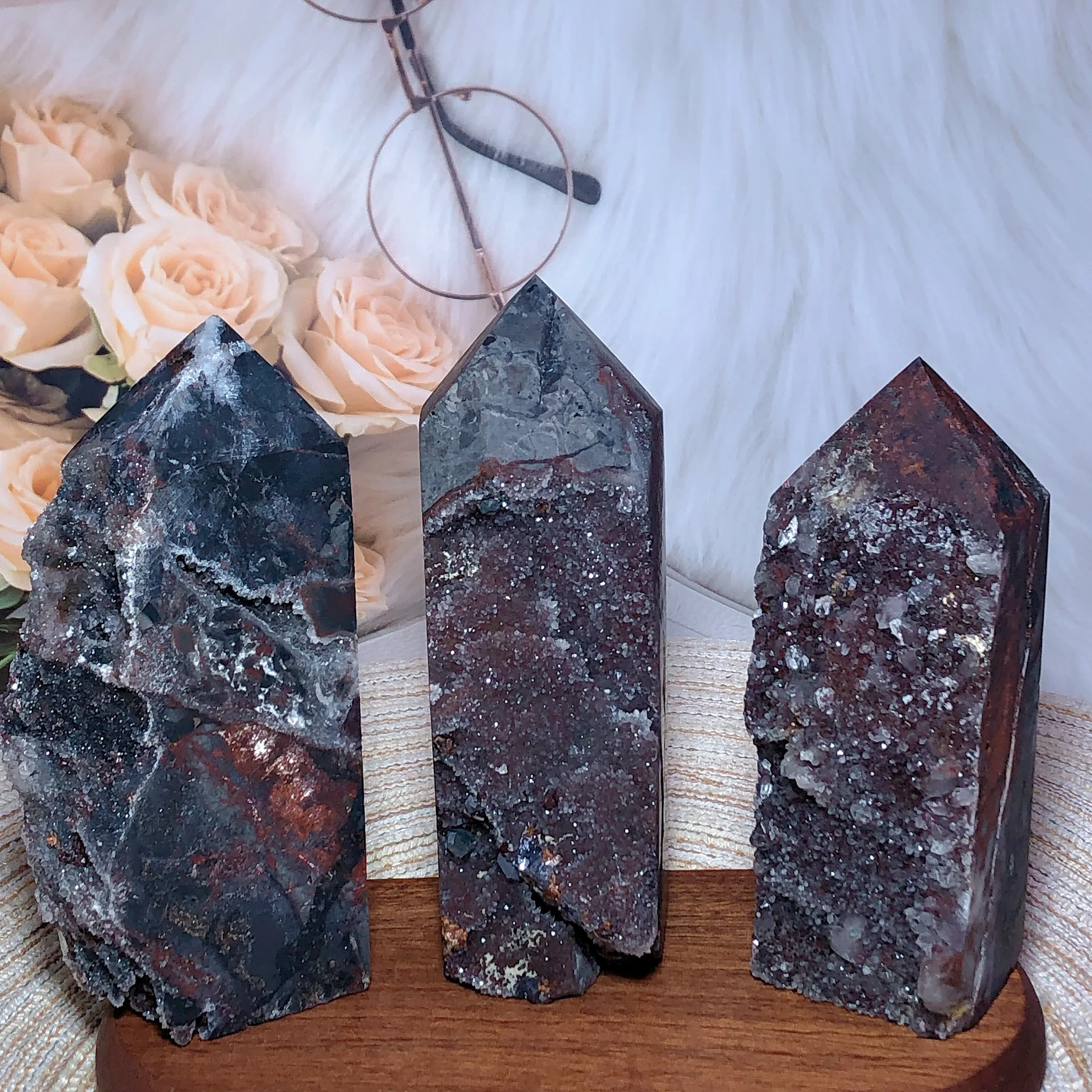 Cristalele Naturale Sfaleritul Cu Ruby Și Granat Druzy Geode Turnul De Înaltă Calitate, Minerale Vindecare Decor Acasă Reiki Cameră Decor . ' - ' . 3