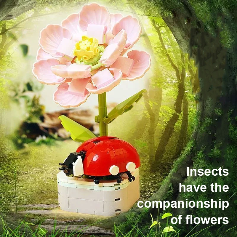 DIY Fluture Insecte Plante de Ghiveci Bloc Bonsai cu Flori Bloc Crescut Decor Mini Figura de Plastic de Jucarie Cadou pentru Copii Fete . ' - ' . 3