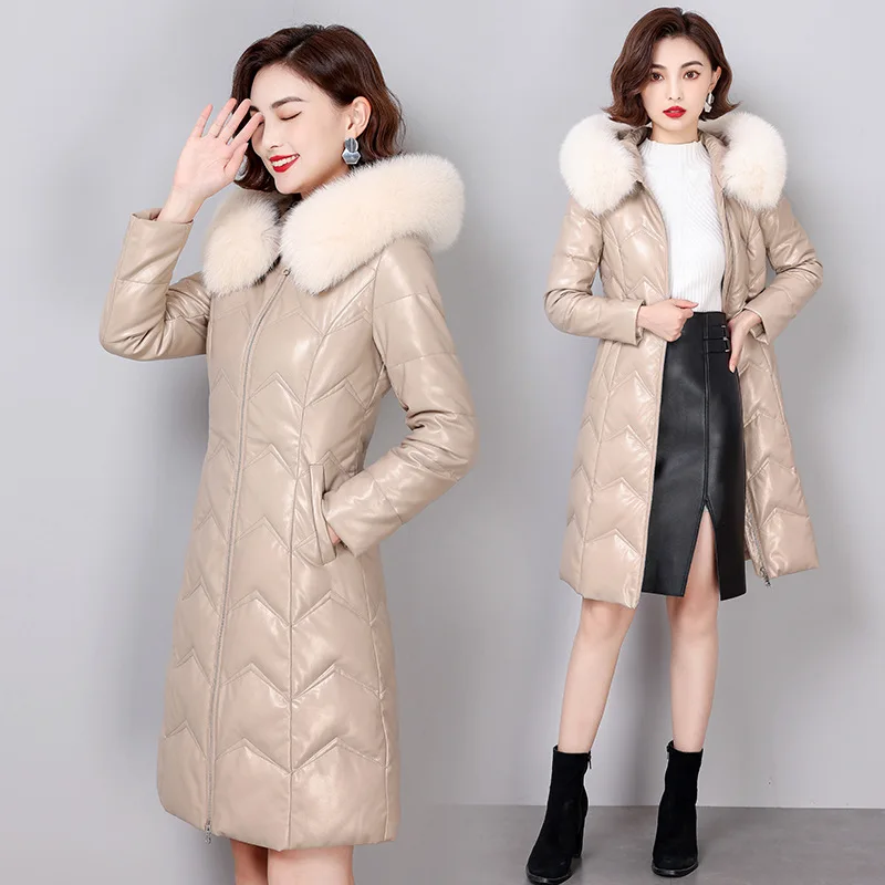 De iarnă pentru Femei Jacheta de lungime medie din Piele Jachete Femei de Îmbrăcăminte de Blană de Vulpe Guler coreean 90% Alb Rață Jos Haina Îngroșat . ' - ' . 3