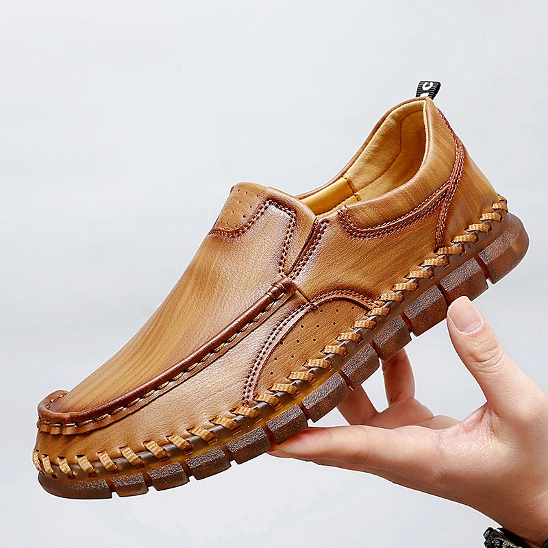 De înaltă Calitate Barbati din Piele Pantofi Casual Apartamente Respiră Superficial Alunecare pe Pantofi pentru Bărbați cu Talpă Moale de Conducere Pantofi . ' - ' . 3