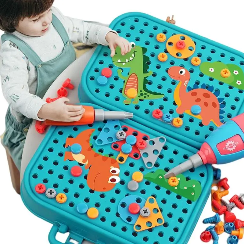 Jucarii pentru copii Set de scule Electrice de Foraj Șurub Piuliță Puzzle 3D Jucării Pretinde Joc Dinozaur Foraj Asamblare Jucarii Educative pentru Baieti . ' - ' . 3
