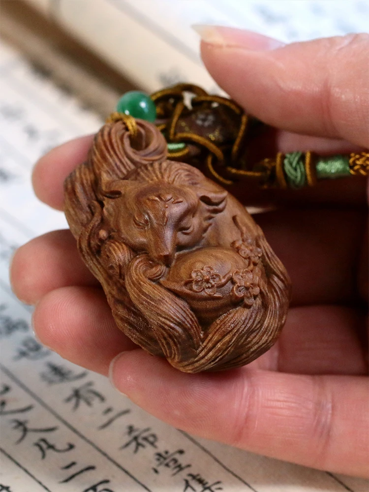 Lemn de santal Australian sculptură în mână o bucată nouă coadă-de-vulpe sculptură ambarcațiuni Dumnezeu bestia textul de joaca din lemn masiv de bijuterii cheie de masina sculptura . ' - ' . 3