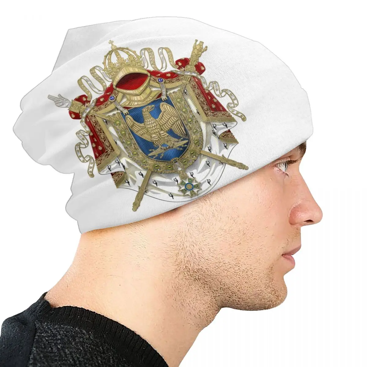 Mai Stema Imperiului Francez Chelioși Căciuli Capace De Streetwear Iarnă Tricot Pălării Unisex Pentru Adulti Franța Flag Capota Pălării . ' - ' . 3