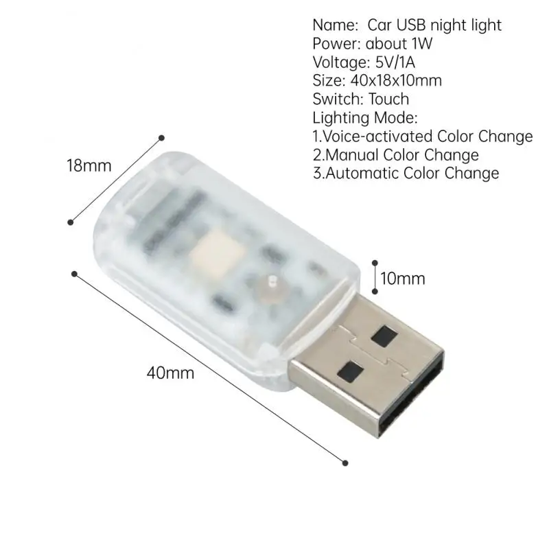 Masina Mini USB LED Light Touch Comutator RGB Colorate Auto Interior Atmosferă de Lumină Decor PC-ul Mobil de Încărcare Putere Lampă Mică . ' - ' . 3