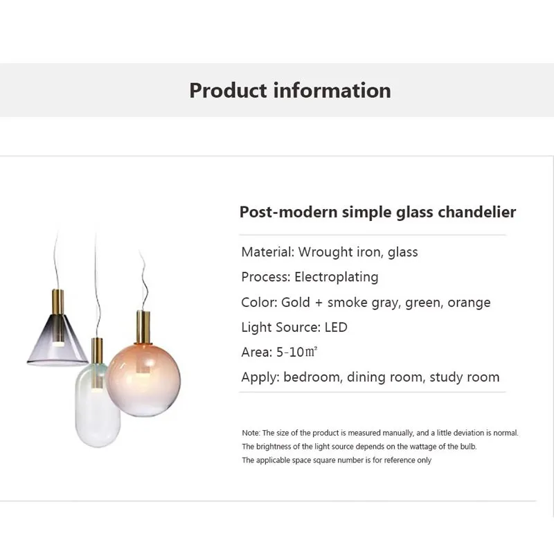Nordic Balonul de Sticlă Pandantiv Lumina LED-uri de Culoare Translucid Lampă Pentru Camera de zi Sala de Mese Bar Dormitor Noptieră Decorative corpuri de Iluminat . ' - ' . 3