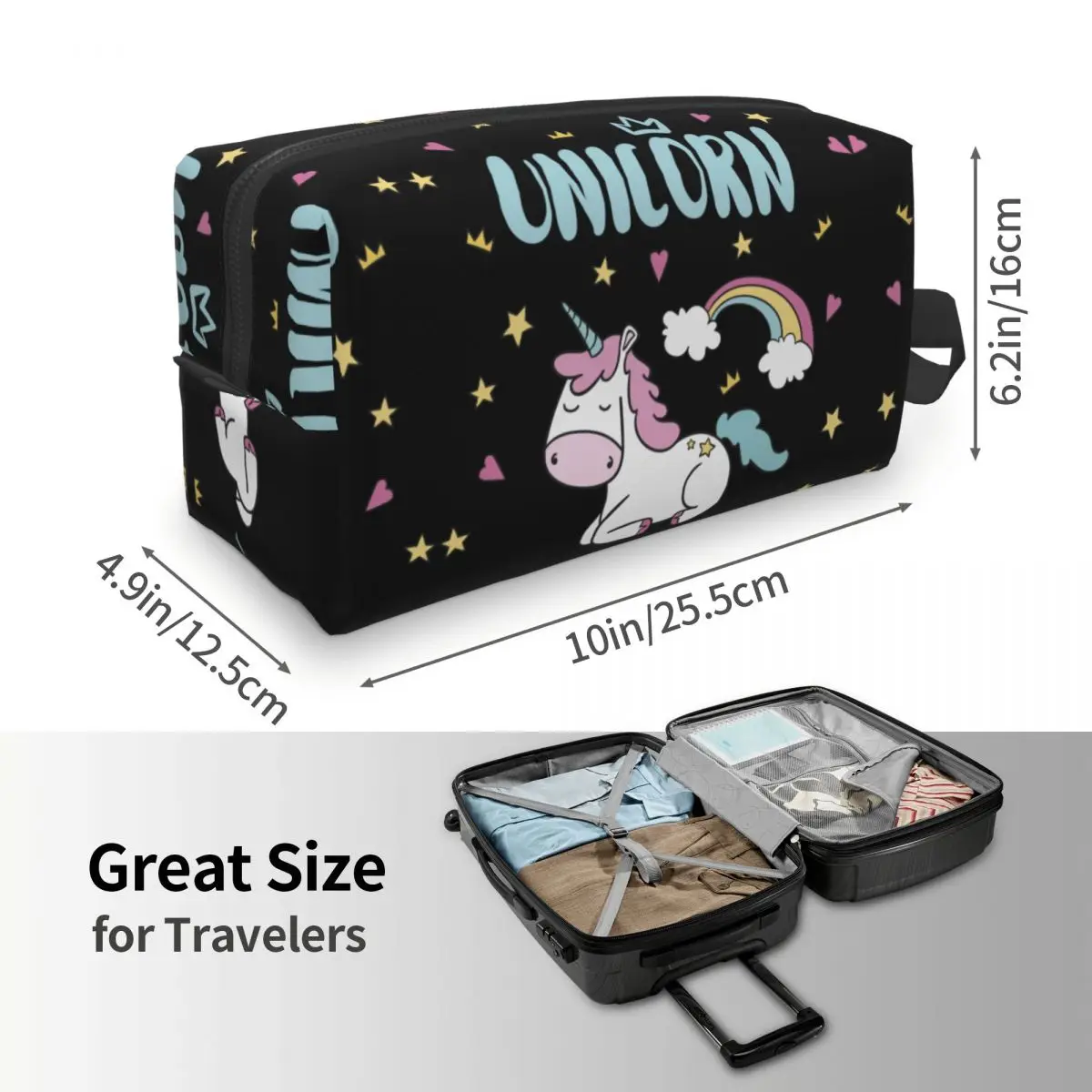 Personalizat Unicorn Desene animate articole de Toaletă Geanta pentru Femei Kawaii Animal Machiaj Cosmetice Organizator Doamnelor Frumusete de Stocare Dopp Kit Cutie . ' - ' . 3