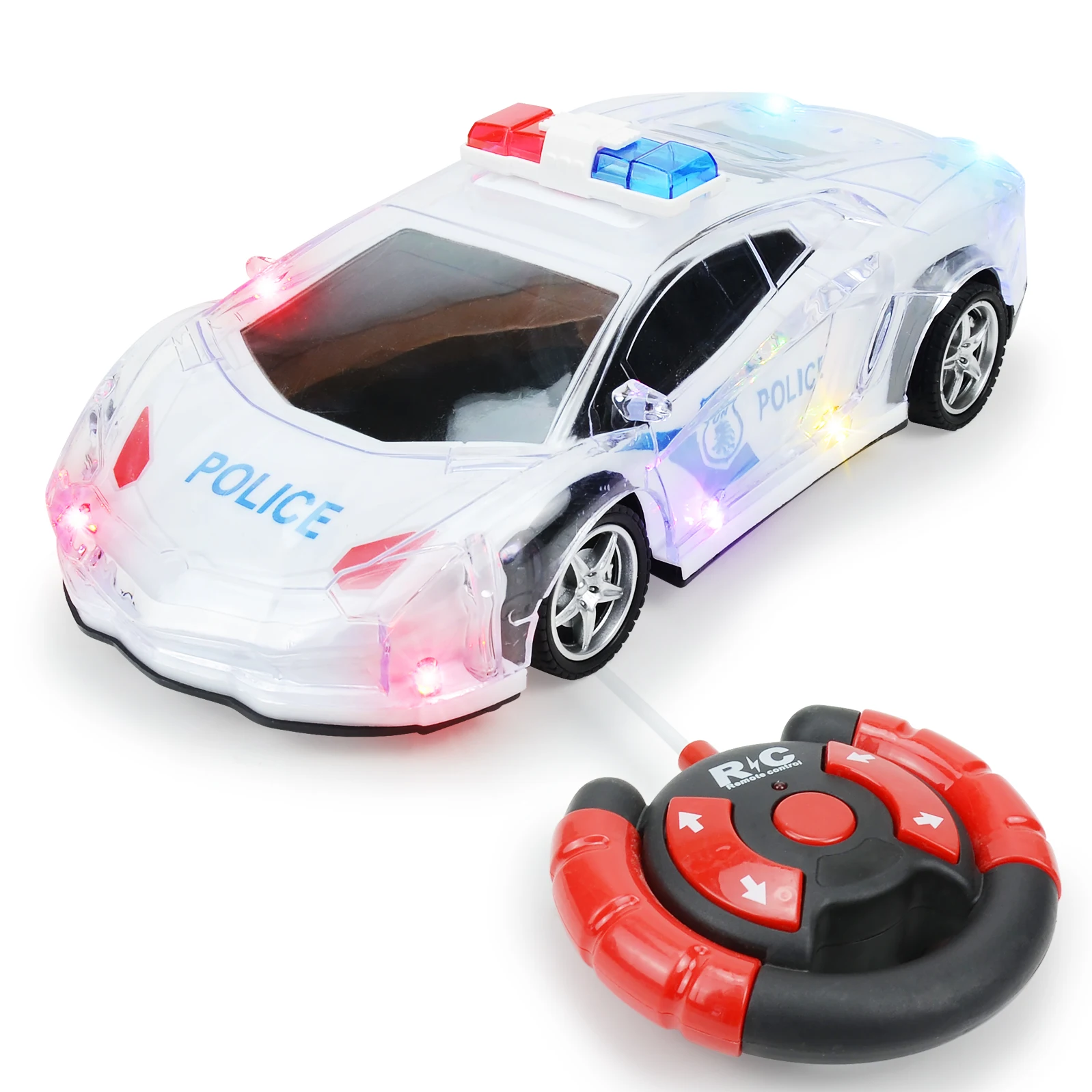 RC masina de jucarie 1:18 simulare de control de la distanță masina de politie cu lumini și muzica 4-way reîncărcabilă mașină de jucărie pentru băieți și fete cadou . ' - ' . 3