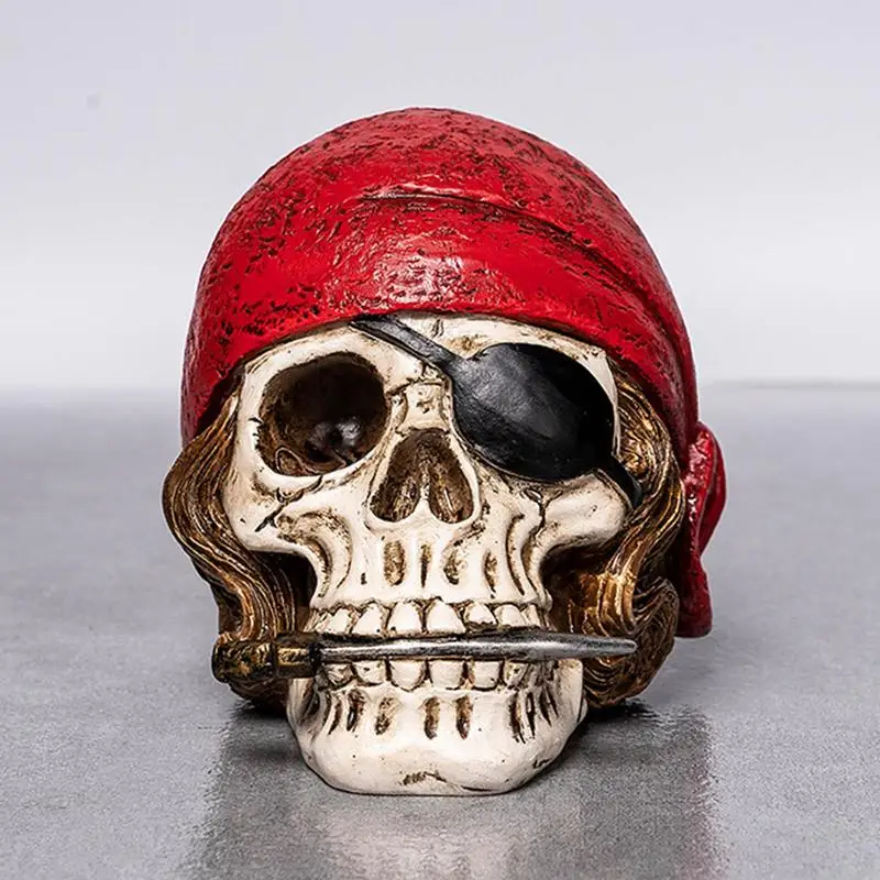 Rășină Craniu Decor Textura Fină Și Decor De Halloween Realist Schelet Ornament Anti Decolorare Pirat Craniu Decor Rece Rasina De Artizanat . ' - ' . 3