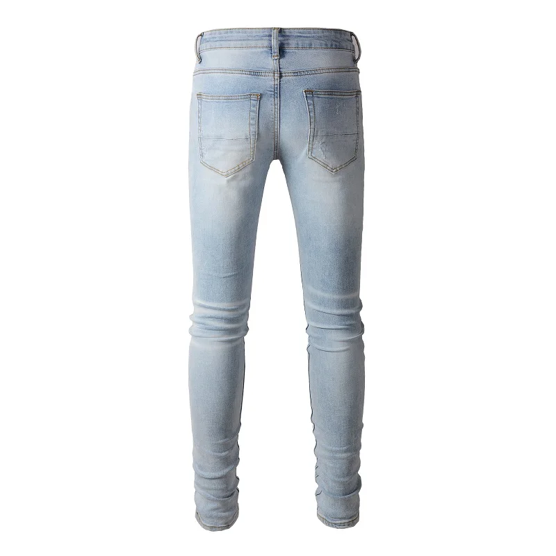 SUNT de Brand de Moda pentru Bărbați Blugi Hip Hop Direct de Spălare Bumbac Cerșetor Pantaloni Denim Skinny Casual Rupt Pantaloni Slim Patch . ' - ' . 3