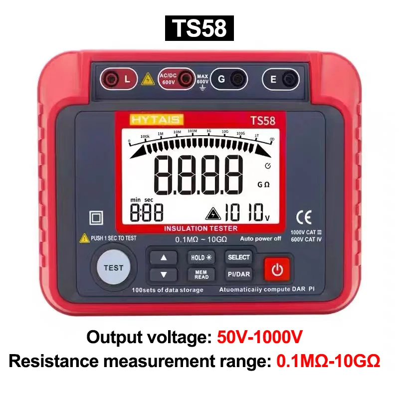 TS58/TS68 Rezistenței Izolației Digital măsurătorile cu megaohmetrul Ohm AC DC Tensiune Tester LCD măsurătorile cu megaohmetrul Megger Voltmetru Instrument . ' - ' . 3