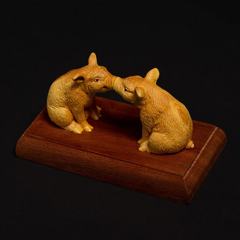 Zodia Porc Cimișir Sărut Porc De Casa Din Lemn Masiv Creative Noroc Feng Shui Birou Sculptură Meserii Zodia Porc Sculptură În Lemn Ornamente . ' - ' . 3