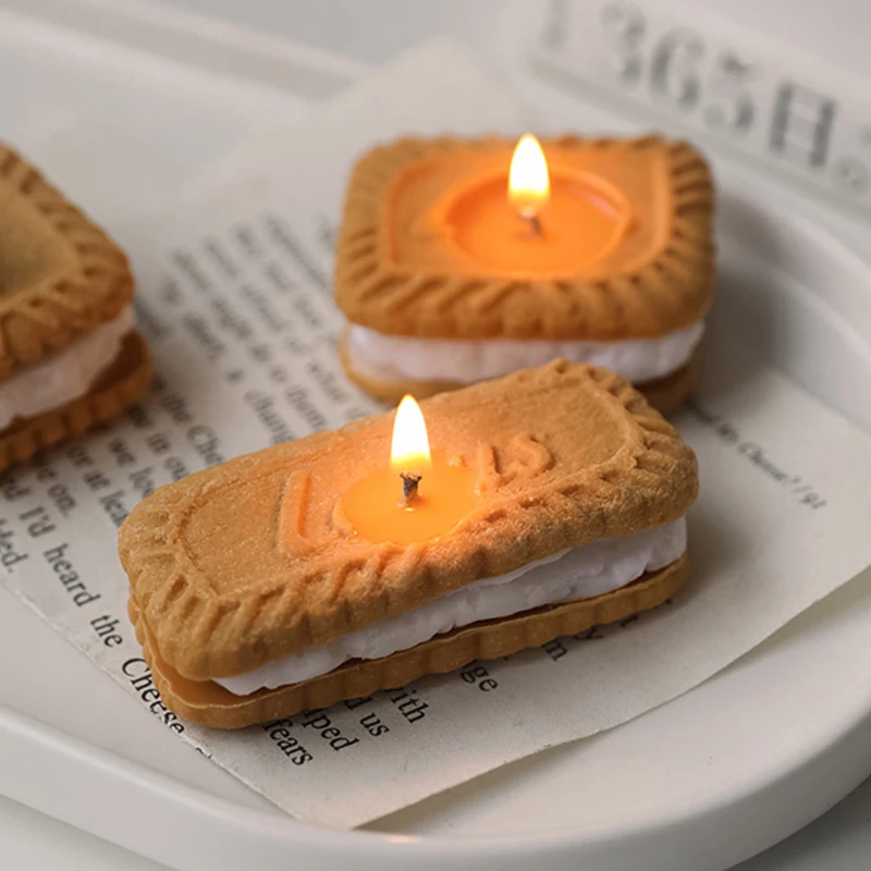 1 buc Creative Drăguț Caramel Biscuit Lumânare Simulare Cookie Aromoterapie în Formă de Sandwich Parfumate Cafea cu Lapte Partid Decor Necomestibile . ' - ' . 4