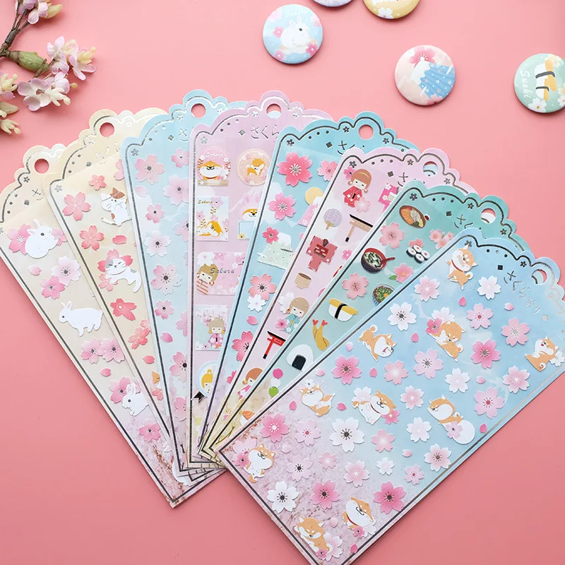 1 buc Japonez Stil Romantic Animale Cherry Blossom Autocolant Drăguț Shiba Inu Cat DIY Scrapbooking Autocolante . ' - ' . 4