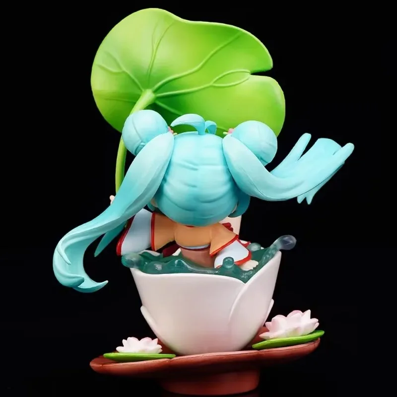 10cm Versiune Q Hatsune Miku în Iaz de Lotus - Ceașcă de Ceai și Frunze de Lotus Umbrela in Miniatura Set Fermecător Miku Scena de Afișare Anime Jucarii . ' - ' . 4