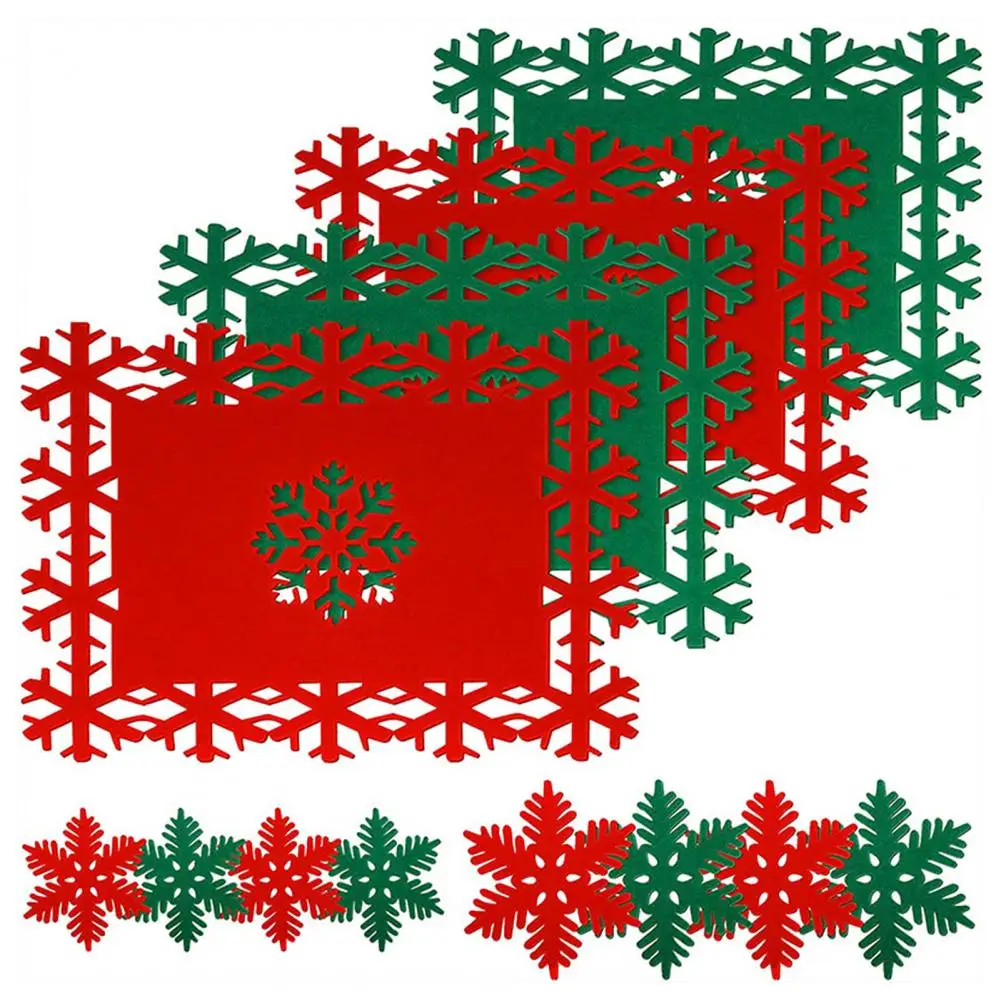2 buc de Crăciun Placemat Durabile, Reutilizabile Formă de Fulg de nea Coaster pentru Mese Festive Decoratiuni de Masă . ' - ' . 4