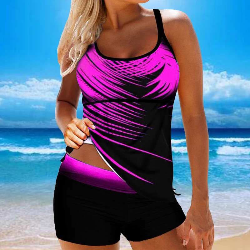 2021 Femei Backless Tankini Set de Vară pe Plajă Tipărite Două Piese de Costume de baie Femei Costum de baie Costum de Baie Monokini Plus Dimensiune 8XL . ' - ' . 4