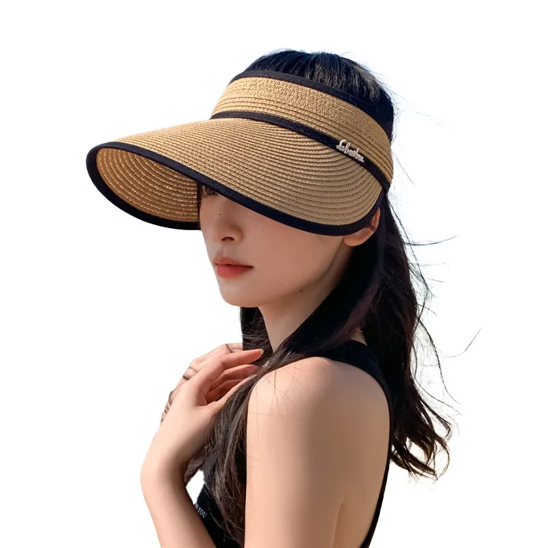 2023-coreean Pălărie de Femei din Metal Scrisoare Eticheta Soare Vizieră de Protecție Palarie de Soare în aer liber Palarie de Soare Călătorie de Vacanță Pălărie de Paie . ' - ' . 4