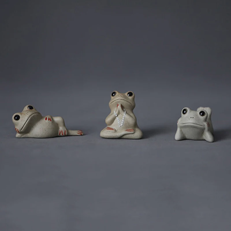 3pcs Set Ceai animale de Companie Broasca Fericit, Drăguț Ceai Kung Fu Meserii pentru Camera de Ceai/Home/Decor Masina, Ideal Ornamente de Cadou pentru Iubitorii de Ceai . ' - ' . 4