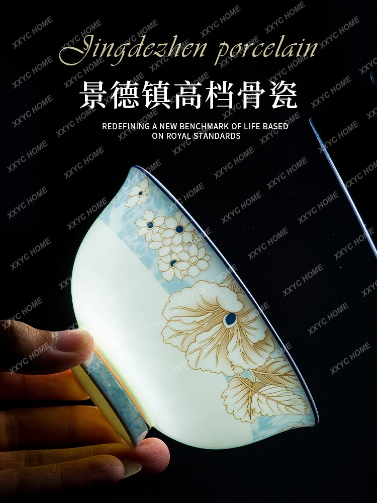 Castron si Farfurie Set de uz Casnic Jingdezhen Ceramică porțelan Veselă de Lux de Lumină Placa Betisoarele Combinație de casă nouă . ' - ' . 4