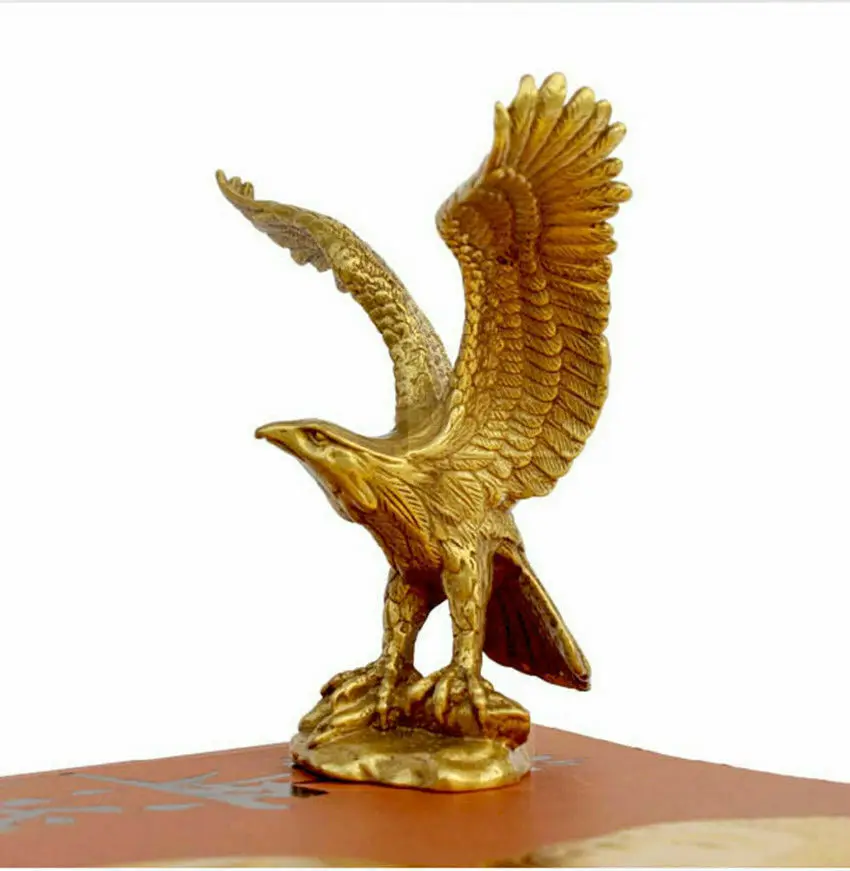 China Bronz Alamă Statuia VULTURULUI/Hawk Figura figurina 4.5