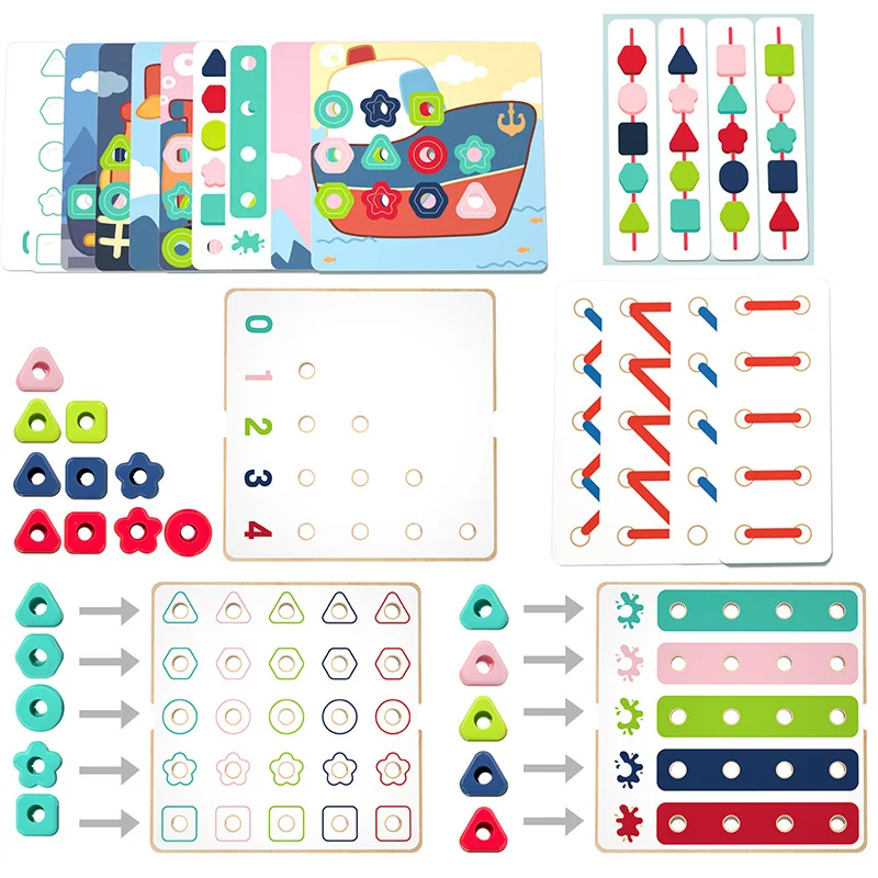 Copiii Montessori Culoare Pegboard Jucării 3D de Învățare Educație Handmade-Uri Filetare Joc de Activități de Educație Jucărie . ' - ' . 4