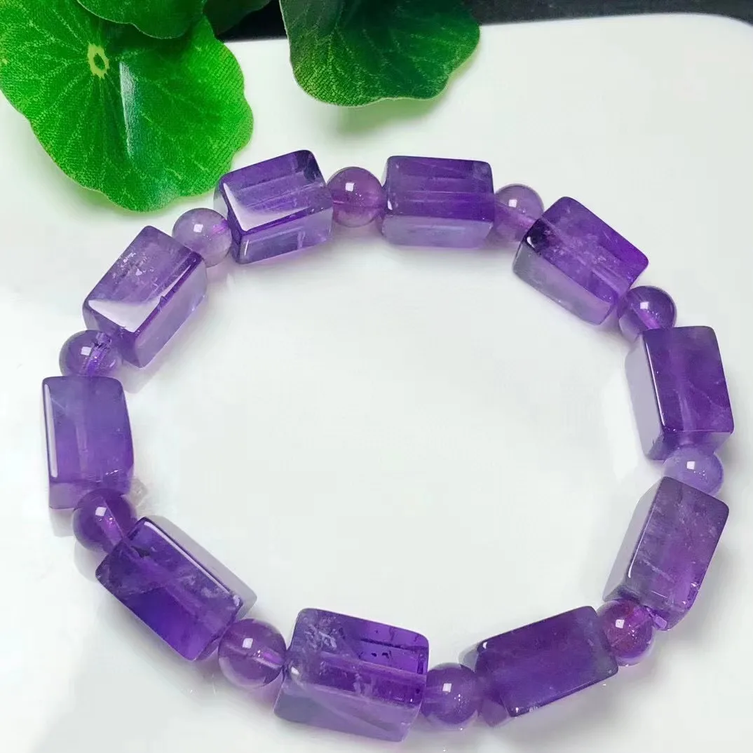 Culoare Destul De Vânzare Fierbinte Naturale Violet Închis Amethsyt Cristal Butoi Șirag De Mărgele Brățară Pentru Darul De Vindecare . ' - ' . 4