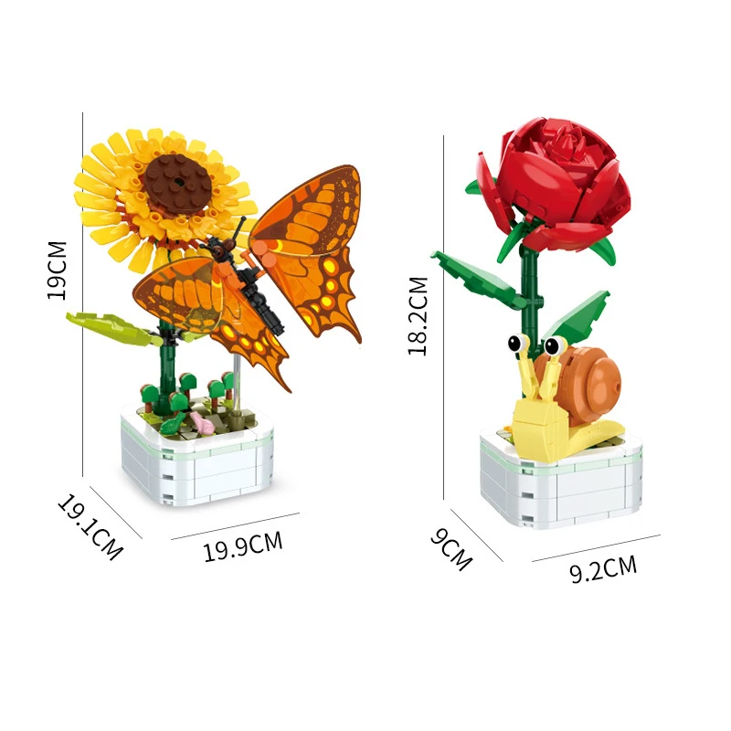 DIY Fluture Insecte Plante de Ghiveci Bloc Bonsai cu Flori Bloc Crescut Decor Mini Figura de Plastic de Jucarie Cadou pentru Copii Fete . ' - ' . 4