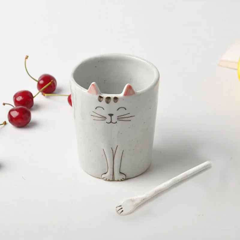Desene Animate Pisica Placa Coreean Manual Vas Ceramic Cupa Friptura Micul Dejun Acasă, Consumabile Bucatarie Ceramica Salata Cana De Cafea Tacamuri . ' - ' . 4