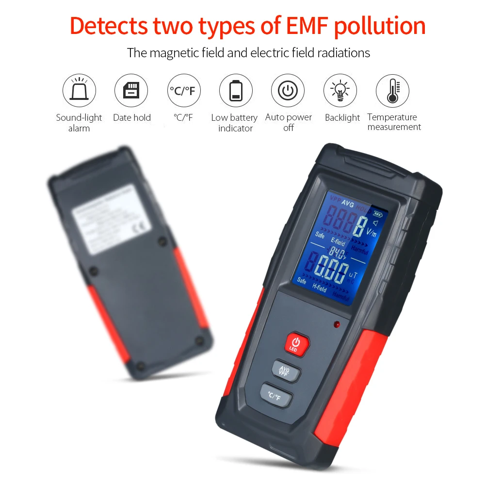 Digital Detector de Radiații Electromagnetice LCD Electric Câmp Magnetic EMF Meter 5Hz-3500MH Frecvență Tester Indicator Blocare de Date . ' - ' . 4