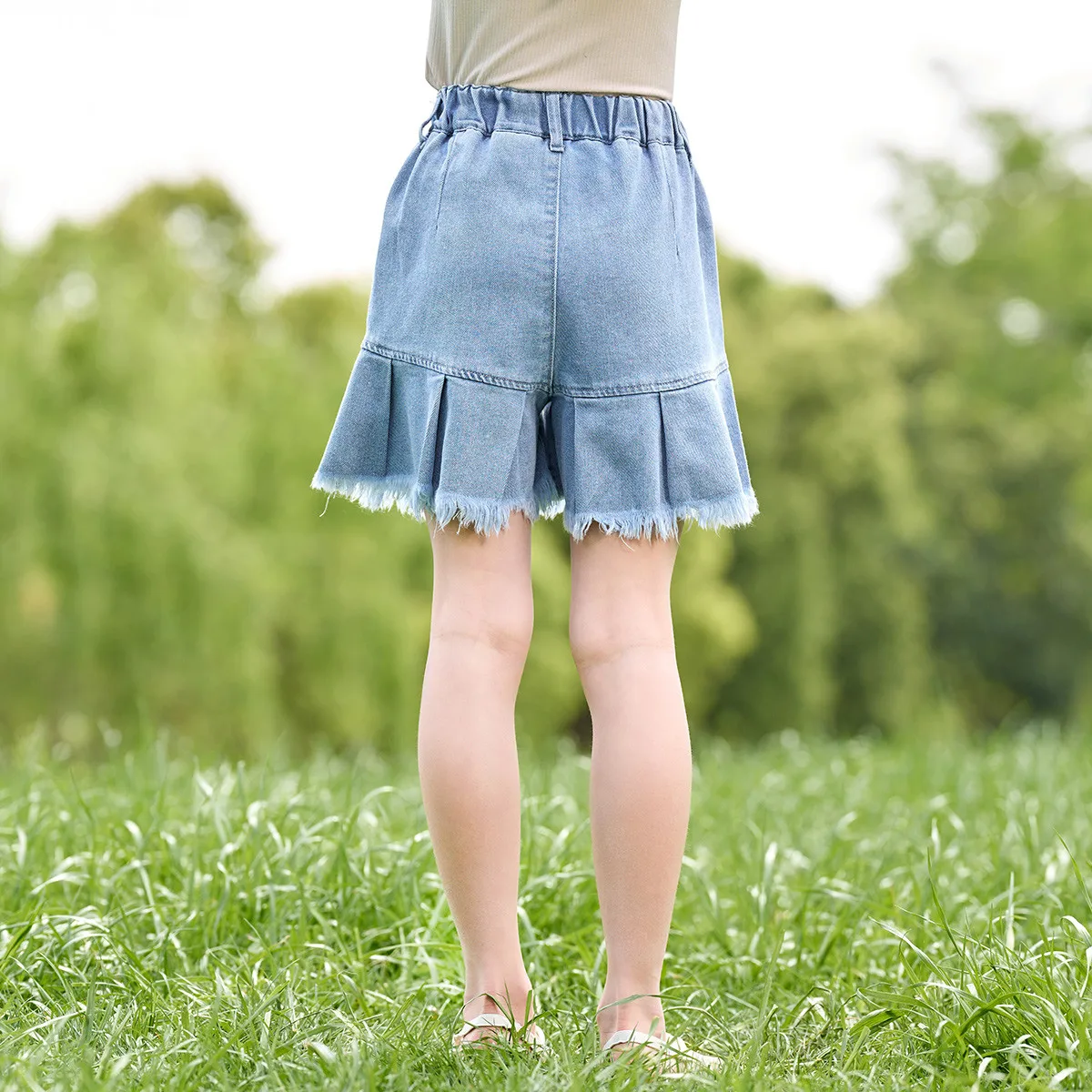 Fete rochie de vara fusta pantaloni 2023 nou versiunea coreeană de blugi de copii la copiii mai mari secțiune subțire pantaloni scurți . ' - ' . 4