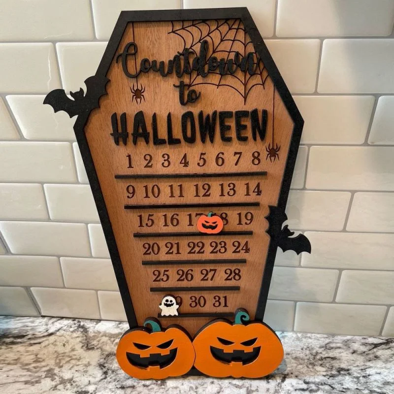 Halloween Numărătoarea inversă Calendar DIY Mișcare de Lemn din Lemn Advent Calendar Pepene galben Bat Acasă Decoratiuni de Halloween . ' - ' . 4