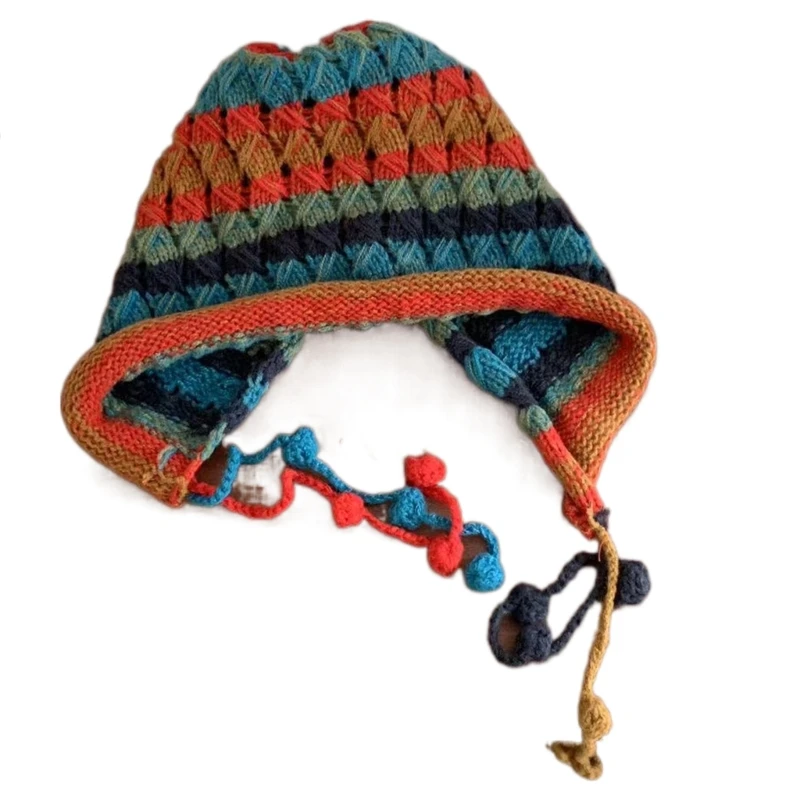Iarna Peruvian Acoperi Urechile Beanie Hat Lambouri Ureche de Schi de Zăpadă Pălării Tricot Pom Pom Cap de Craniu Beanie pentru Femei Fete Cadouri . ' - ' . 4