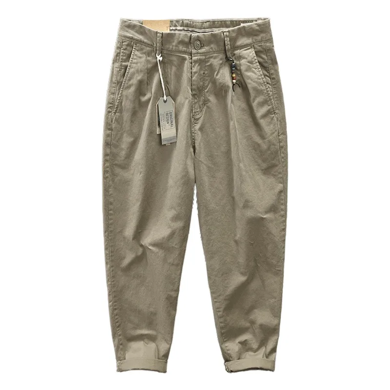 La modă American Retro Pantaloni Casual pentru Barbati, de Bumbac Vrac Versatil Mari Mijlocul Talie haine de Lucru Buzunare Mari Harlan Pantaloni . ' - ' . 4