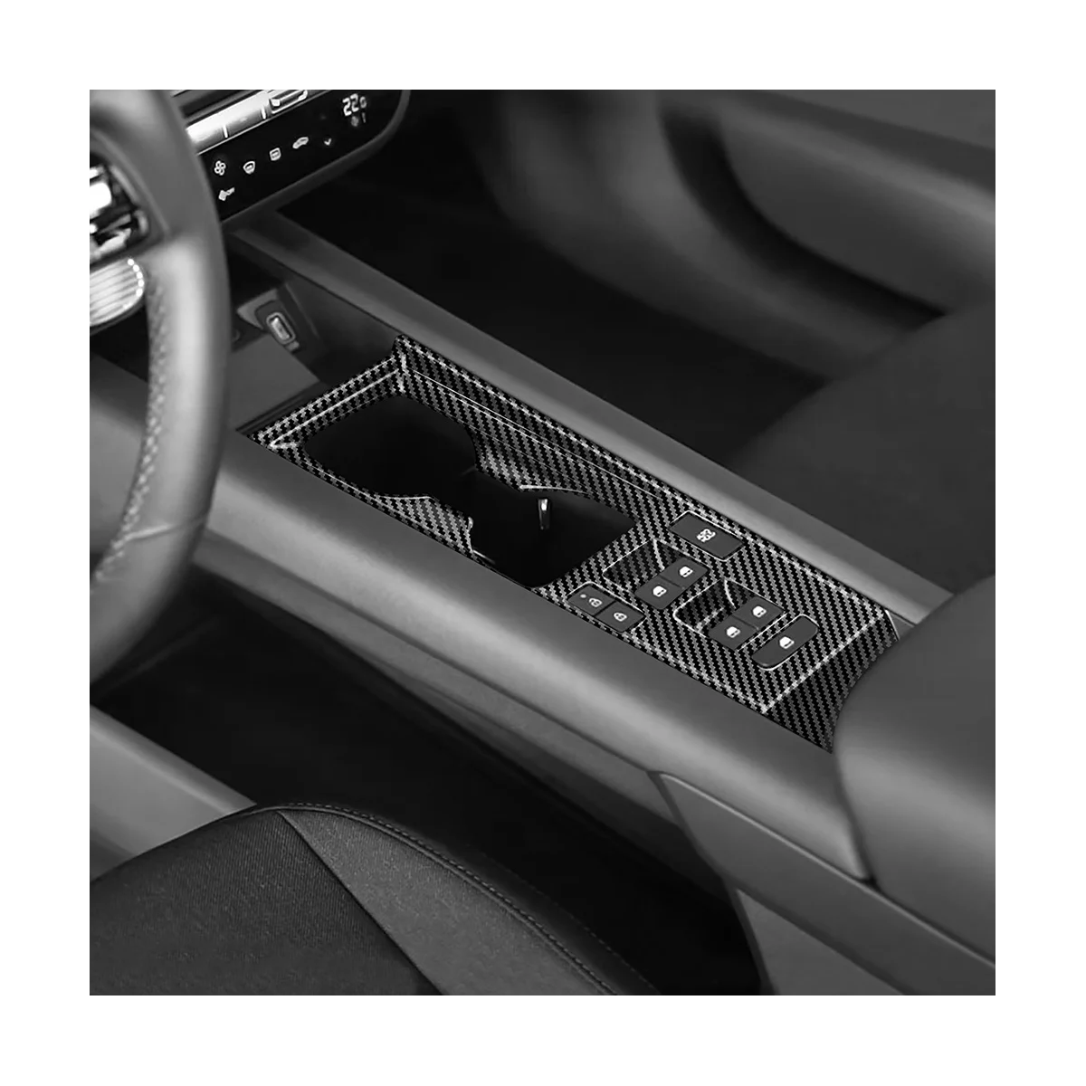 Masina Fibra de Carbon Consola centrala Cana de Apa Titularul Decor Capacul Ornamental Autocolant pentru Hyundai IONIQ 6 2022 2023+ LHD . ' - ' . 4