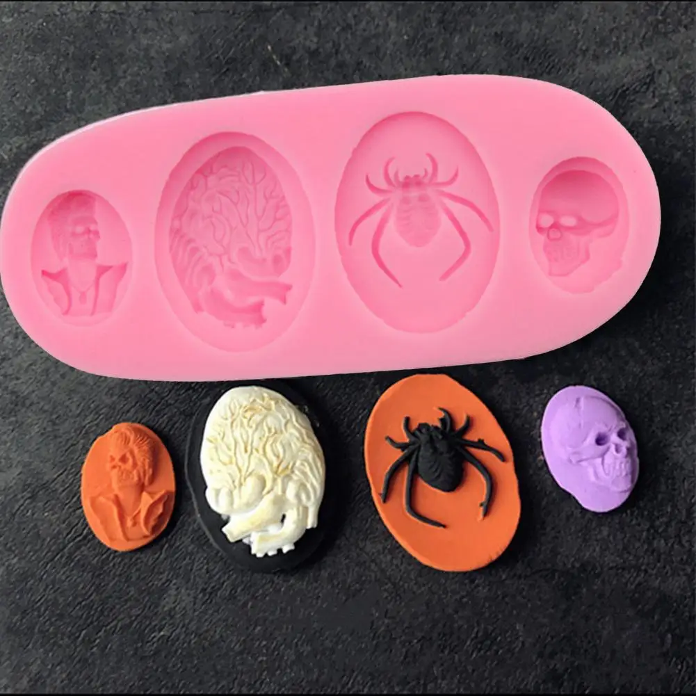 Mucegai tort Infricosator de Halloween de Forme pentru Copt Non-stick Reutilizabile clasa Alimentare Craniu Spider Tort de Biscuiți Forme de Înfricoșător Deserturi . ' - ' . 4