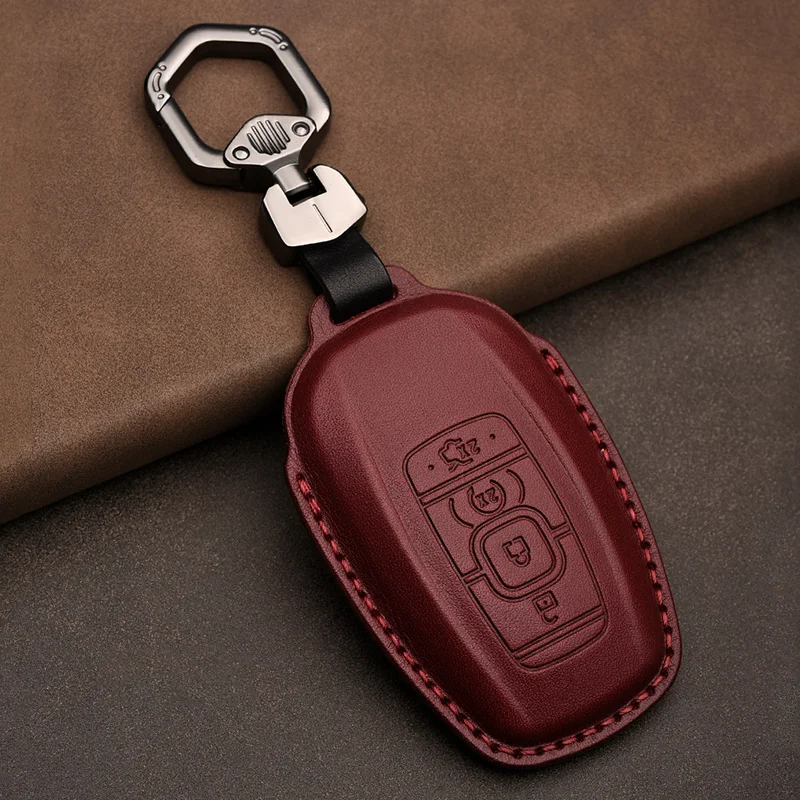 Noua Piele naturala Auto Smart Key Caz Titularul de Acoperire Lant pentru Ford Lincoln MKC MKZ . ' - ' . 4