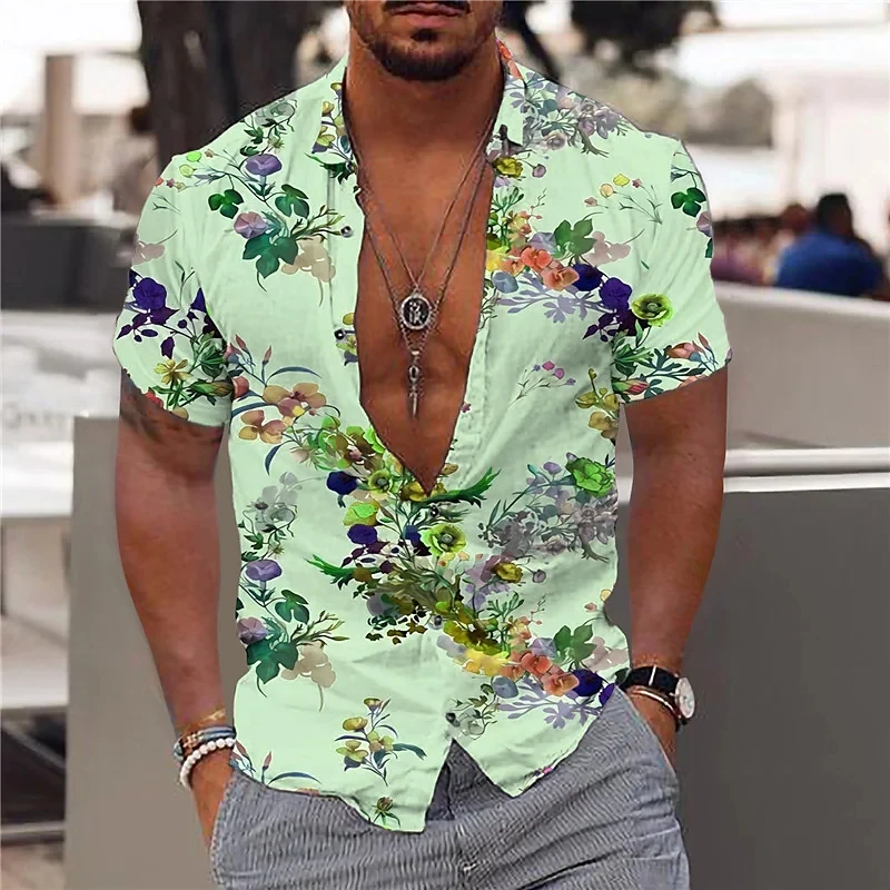 Nouă Bărbați Harajuku Vara Aloha camasa Tropical cu Flori Imprimate 3D Moda Tricou Unisex Street Casual, de Plaja cu Maneca Scurta Tricou Top . ' - ' . 4
