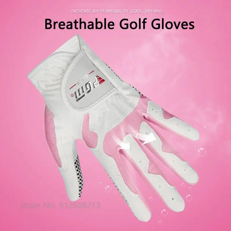 PGM 1 Pereche Doamna de Golf Mănuși de Femei Respirabil Elastic Mănuși Stânga Dreapta Non-Alunecare de Granule Manusi Microfibra cu Degetul Capacul . ' - ' . 4