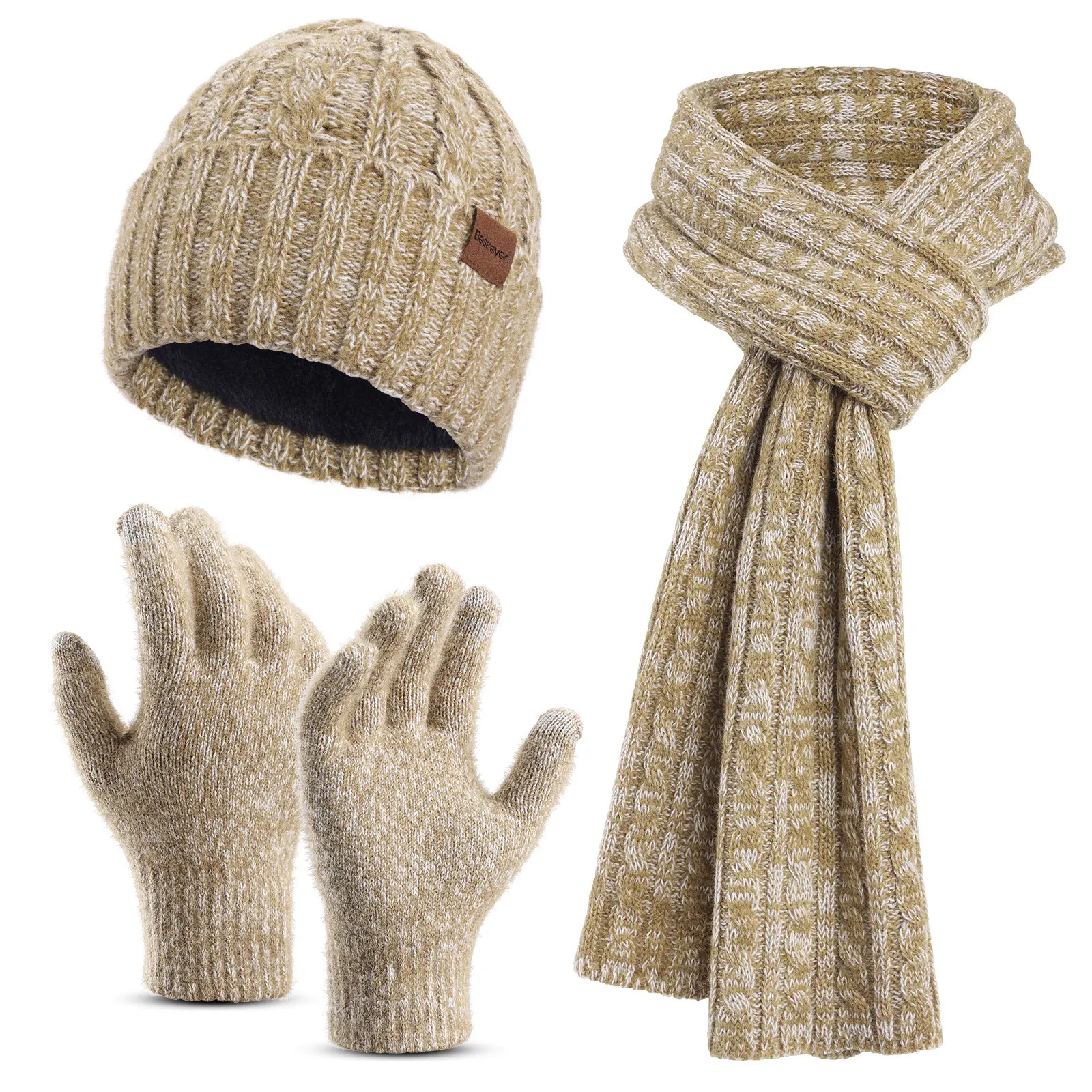 Pălărie, eșarfă, mănuși, trei-bucata set pentru adulți, toamna și iarna în aer liber protecție la frig, cald lână tricotate pălărie eșarfă set . ' - ' . 4