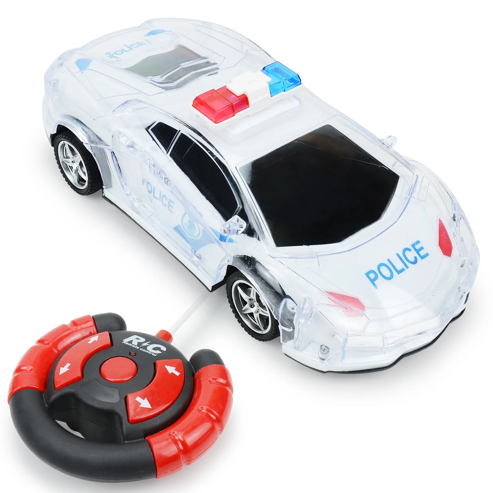 RC masina de jucarie 1:18 simulare de control de la distanță masina de politie cu lumini și muzica 4-way reîncărcabilă mașină de jucărie pentru băieți și fete cadou . ' - ' . 4