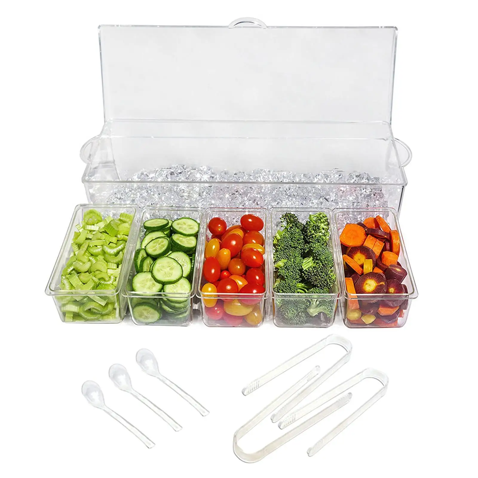 Refrigerate Condiment Server Transparent de Servire Boluri pentru Salata de Fructe în aer liber . ' - ' . 4