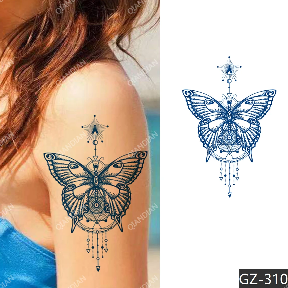 Semi-Permanent Suc Impermeabil Tatuaj Temporar Fals Autocolant De 15 Zile Fluture Floare De Pădure Femei Fata De Bratul De Lungă Durată Tatoo . ' - ' . 4