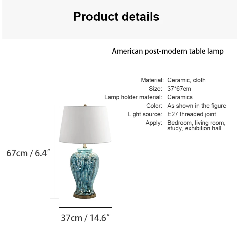 TYLA de Ceramică Contemporană, Lampa de Masa LED-uri Creative Stil American Birou Albastru Lumină pentru Decor Acasă Living Dormitor . ' - ' . 4