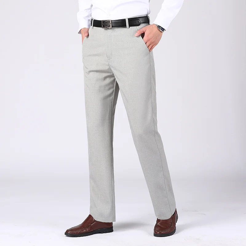 Vara Primavara Lenjerie pentru Bărbați de Înaltă Calitate Culoare Solidă de Afaceri Lungi Casual sex Masculin Costum Pantaloni Drepte Formale Om Pantaloni . ' - ' . 4