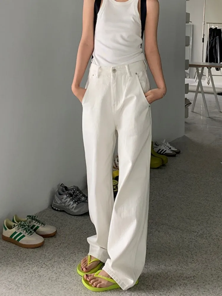 ZHISILAO Nou Alb Cargo Blugi pentru Femei Casual Largi Vrac High Street Full Lungime Pantaloni din Denim Streetwear 2023 . ' - ' . 4