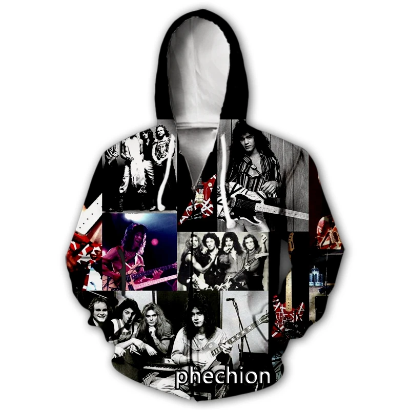 phechion Nouă Bărbați/Femei Van Halen Trupa 3D Imprimate Casual cu Fermoar, Hanorace Moda Barbati Vrac Sportive Zip Până Hoodies J53 . ' - ' . 4